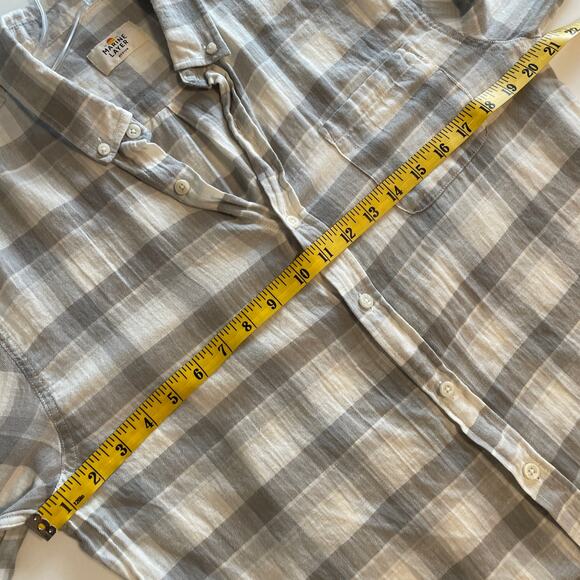 Marine Layer Button-Down Shirt Mens Medium Gray Plaid Cotton Linen Casual - Picture 6 of 7